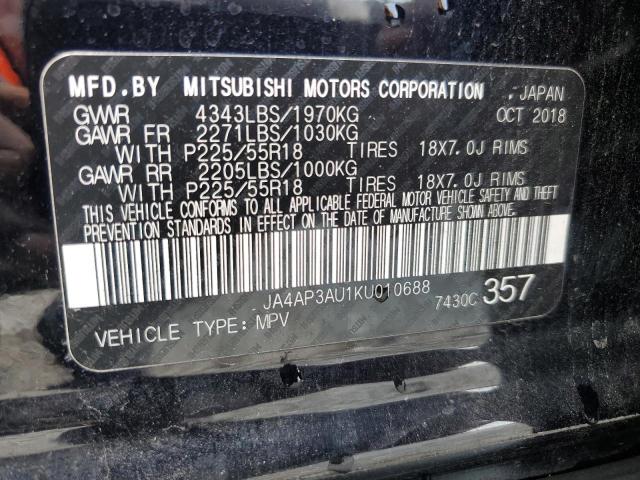 JA4AP3AU1KU010688 - 2019 MITSUBISHI OUTLANDER ES BLACK photo 13