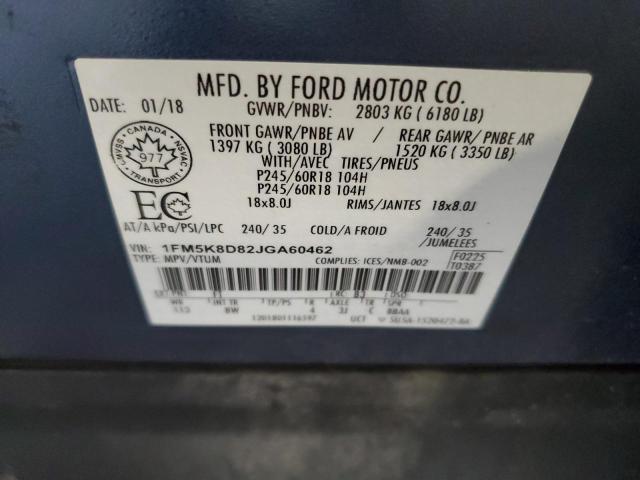 1FM5K8D82JGA60462 - 2018 FORD EXPLORER XLT 蓝色 照片 13