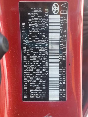 5YFBURHE1JP759622 - 2018 TOYOTA COROLLA L أحمر صورة 12