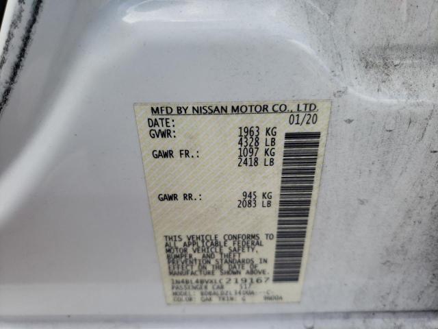 1N4BL4BVXLC219167 - 2020 NISSAN ALTIMA S WHITE photo 12