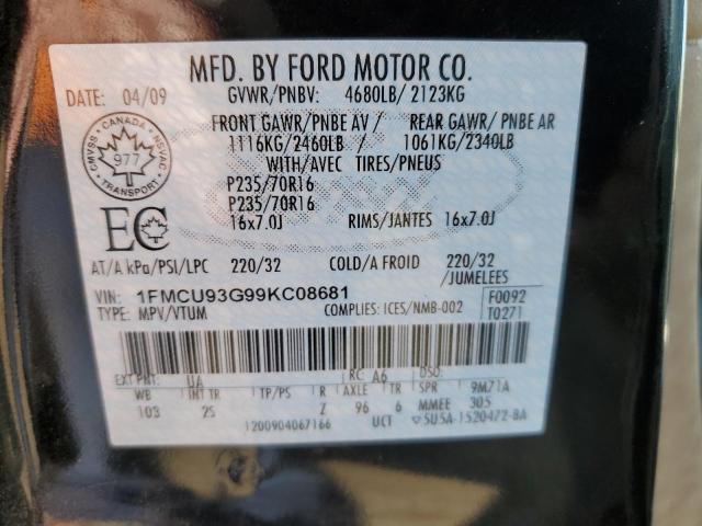 1FMCU93G99KC08681 - 2009 FORD ESCAPE XLT BLACK photo 14