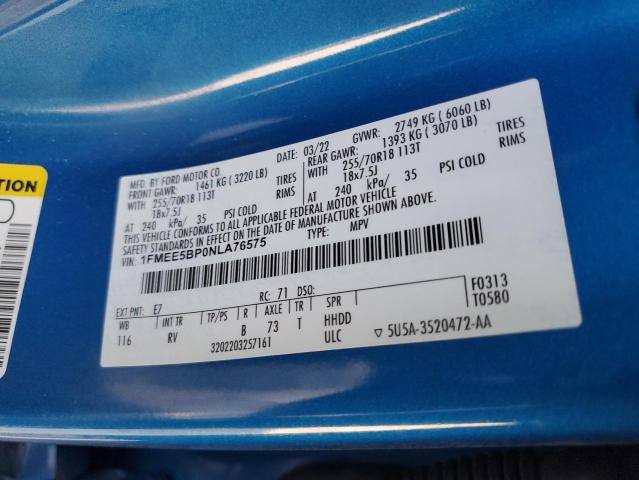 1FMEE5BP0NLA76575 - 2022 FORD BRONCO BASE შავი ფოტო 13