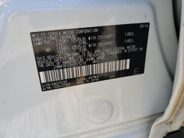 JTMRFREV2HJ115218 - 2017 TOYOTA RAV4 XLE WHITE photo 13