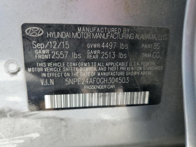 5NPE24AF0GH304503 - 2016 HYUNDAI SONATA SE 银色 照片 12