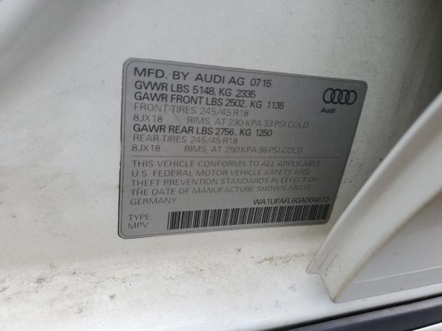 WA1UFAFL6GA004673 - 2016 AUDI A4 ALLROAD PREMIUM PLUS WHITE photo 12