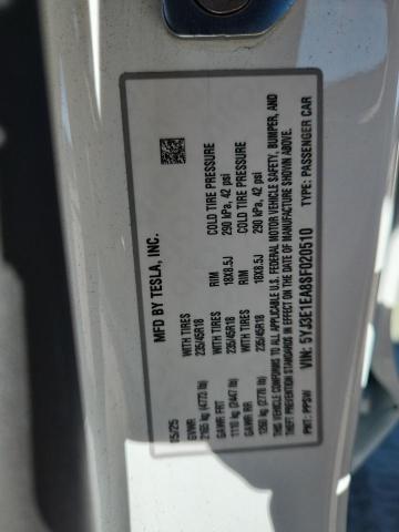 5YJ3E1EA8SF020510 - 2025 TESLA MODEL 3 WHITE photo 14