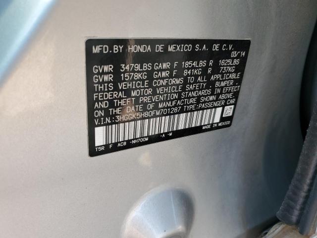 3HGGK5H80FM701287 - 2015 HONDA FIT EX Silber Foto 12