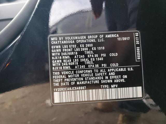 1V2ER2CA6JC548997 - 2018 VOLKSWAGEN ATLAS SEL BLACK photo 12