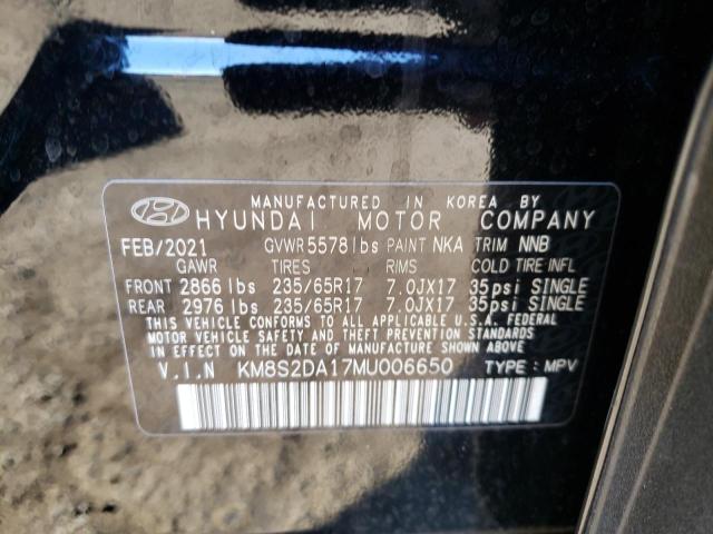 KM8S2DA17MU006650 - 2021 HYUNDAI SANTA FE BLUE BLACK photo 13