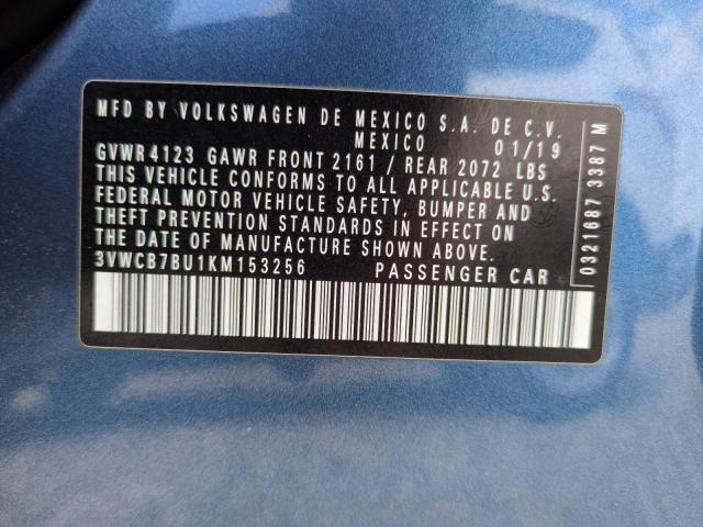 3VWCB7BU1KM153256 - 2019 VOLKSWAGEN JETTA S BLUE photo 13
