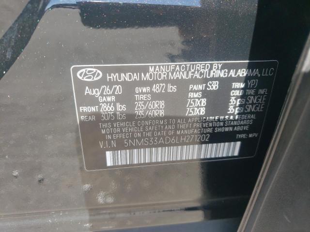 5NMS33AD6LH271202 - 2020 HYUNDAI SANTA FE SEL BLACK photo 13