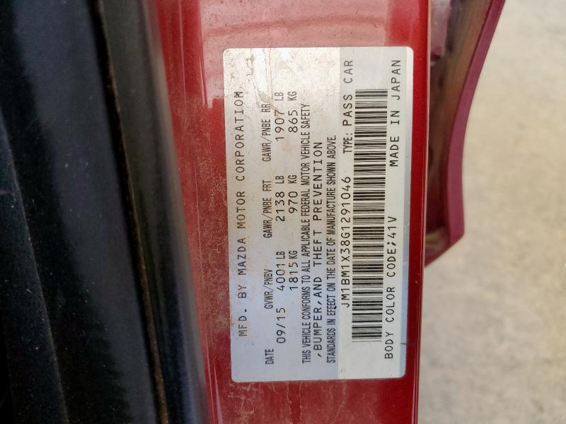 JM1BM1X38G1291046 - 2016 MAZDA 3 GRAND TOURING RED photo 12