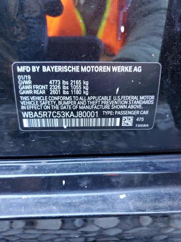 WBA5R7C53KAJ80001 - 2019 BMW 330XI Qara foto 12