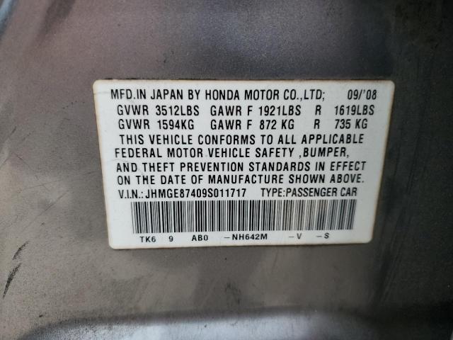 JHMGE87409S011717 - 2009 HONDA FIT SPORT GRAY photo 13