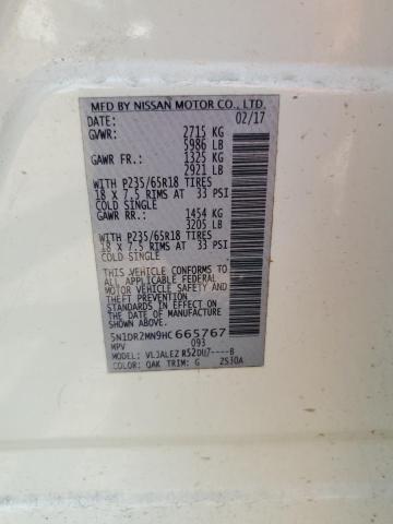 5N1DR2MN9HC665767 - 2017 NISSAN PATHFINDER S Սպիտակ լուսանկար 13