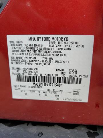 MAJ3P1TE9JC215484 - 2018 FORD ECOSPORT SE RED photo 13