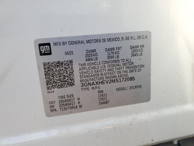 3GNAXHEV2MS172085 - 2021 CHEVROLET EQUINOX LS Ağ foto 13