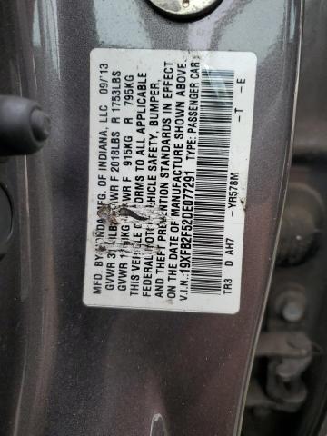 19XFB2F52DE077291 - 2013 HONDA CIVIC LX GRAY photo 12
