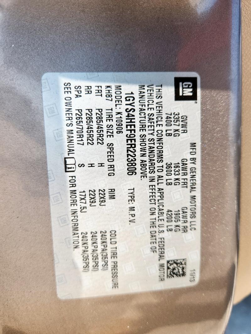 1GYS4HEF9ER223806 - 2014 CADILLAC ESCALADE ESV LUXURY Brun photo 14