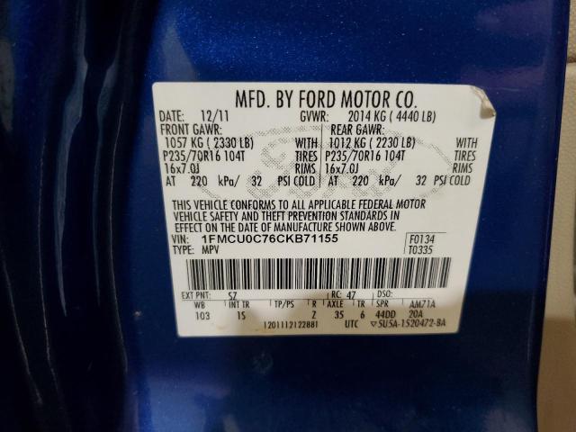 1FMCU0C76CKB71155 - 2012 FORD ESCAPE XLS BLUE photo 14