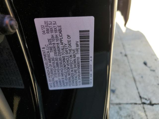 5FNRL6H70NB065703 - 2022 HONDA ODYSSEY EXL შავი ფოტო 13