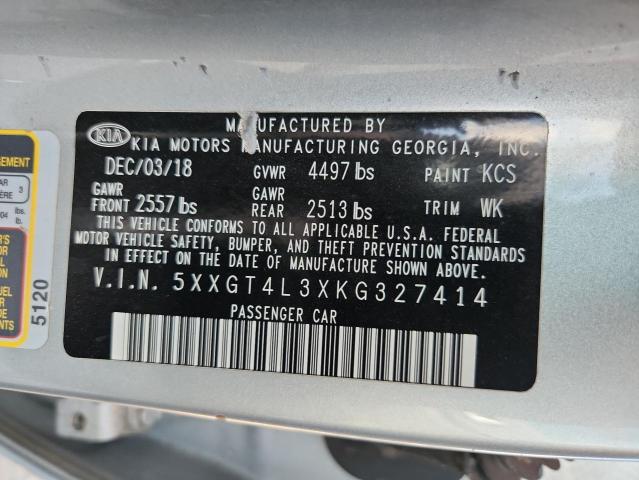 5XXGT4L3XKG327414 - 2019 KIA OPTIMA LX SILVER photo 12