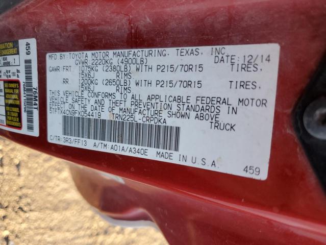 5TFTX4CN9FX054419 - 2015 TOYOTA TACOMA ACCESS CAB Екі түсті фото 12