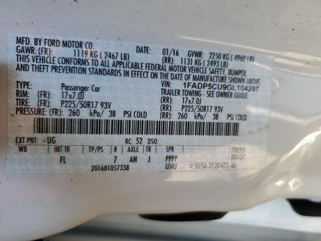 1FADP5CU9GL104297 - 2016 FORD C-MAX PREMIUM SEL WHITE photo 13