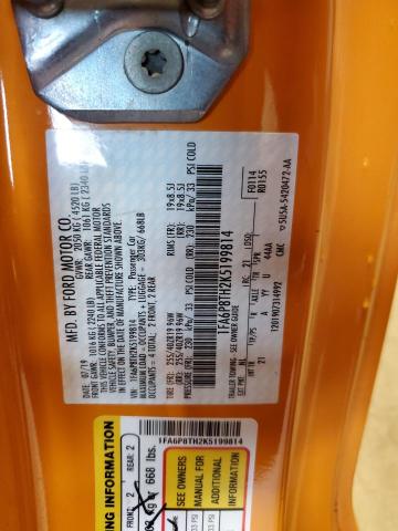 1FA6P8TH2K5199814 - 2019 FORD MUSTANG ORANGE photo 13