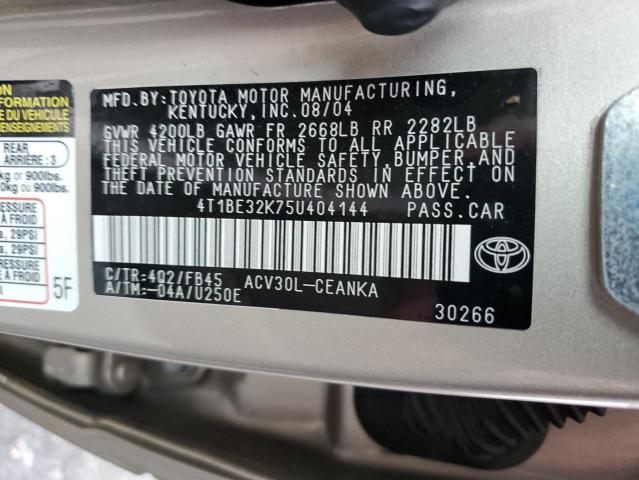 4T1BE32K75U404144 - 2005 TOYOTA CAMRY LE TAN photo 12