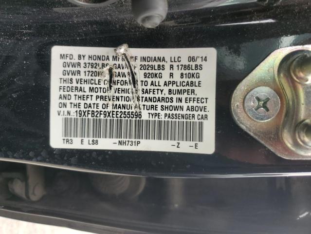 19XFB2F9XEE255596 - 2014 HONDA CIVIC EXL Siyah fotoğraf 12