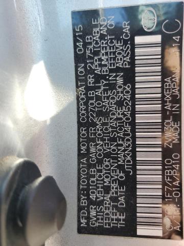 JTDKN3DU4F0452406 - 2015 TOYOTA PRIUS SILVER photo 13