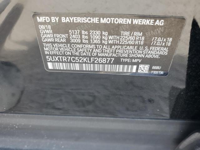 5UXTR7C52KLF26877 - 2019 BMW X3 SDRIVE30I BLACK photo 13