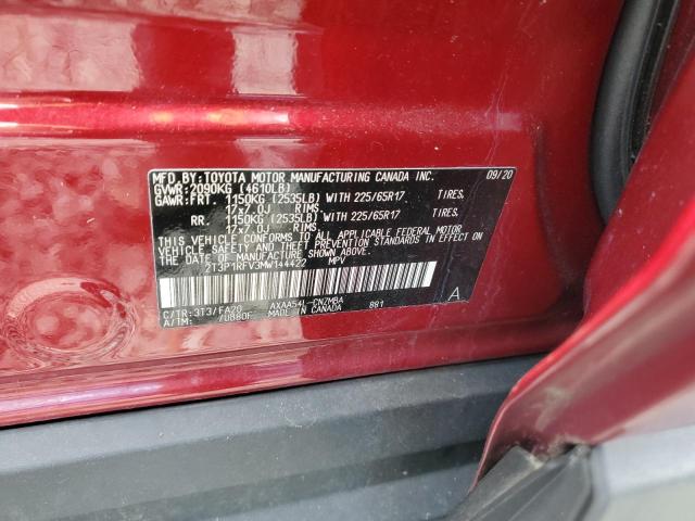 2T3P1RFV3MW144422 - 2021 TOYOTA RAV4 XLE RED photo 13