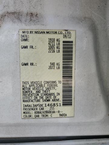 1N4AL3AP5DC146851 - 2013 NISSAN ALTIMA 2.5 白色 照片 12