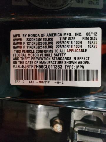 5J6TF2H56CL011363 - 2012 HONDA CROSSTOUR EXL შავი ფოტო 12
