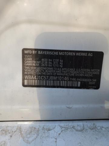 WBA4J1C57JBM10146 - 2018 BMW 430I GRAN COUPE WHITE photo 12