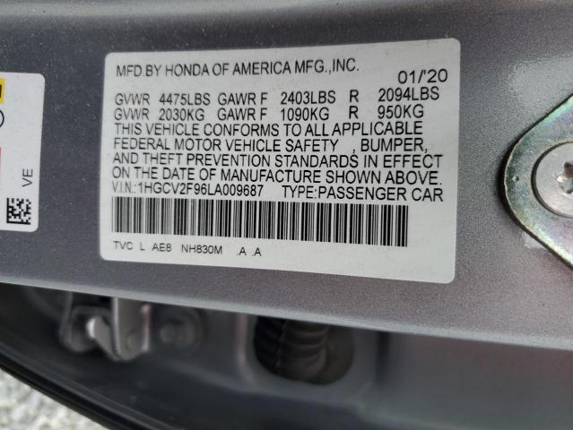 1HGCV2F96LA009687 - 2020 HONDA ACCORD TOURING 银色 照片 13