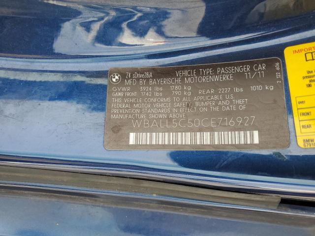 WBALL5C50CE716927 - 2012 BMW Z4 SDRIVE28I BLUE photo 12