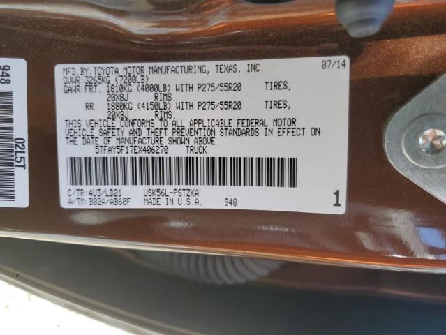 5TFAY5F17EX406270 - 2014 TOYOTA TUNDRA CREWMAX PLATINUM BROWN photo 12