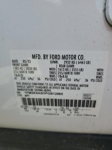 1FM5K8AB5PGB12885 - 2023 FORD EXPLORER POLICE INTERCEPTOR Ақ фото 13