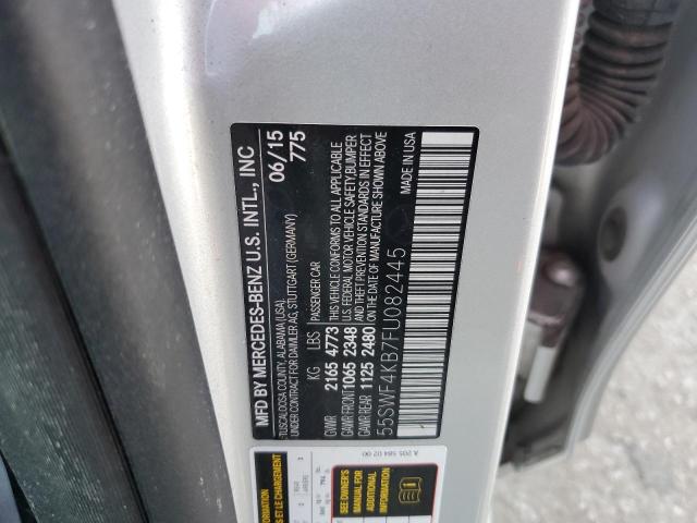 55SWF4KB7FU082445 - 2015 MERCEDES-BENZ C 300 4MATIC SILVER photo 12