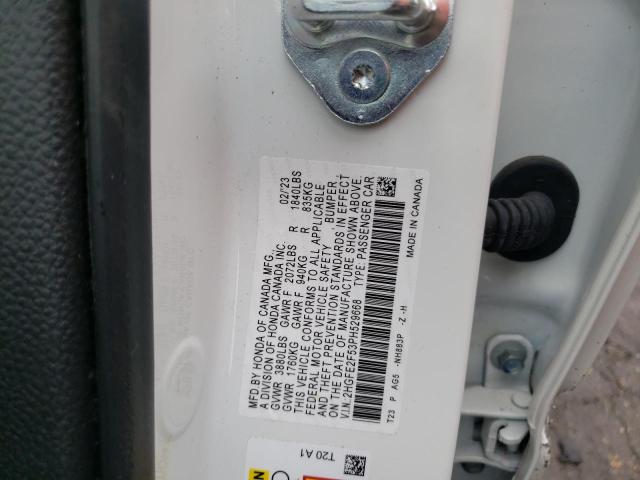 2HGFE2F53PH529668 - 2023 HONDA CIVIC SPORT თეთრი ფოტო 12