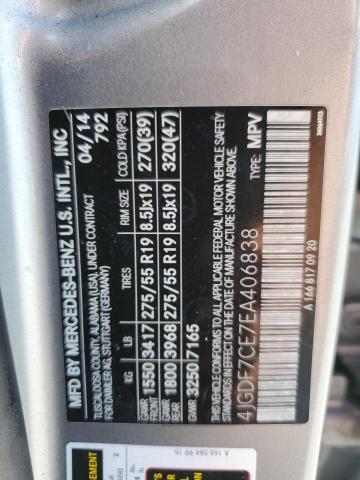 4JGDF7CE7EA406838 - 2014 MERCEDES-BENZ GL 450 4MATIC SILVER photo 13