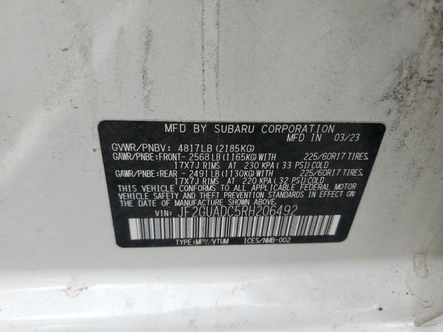 JF2GUADC5RH206492 - 2024 SUBARU CROSSTREK PREMIUM 白色 照片 12