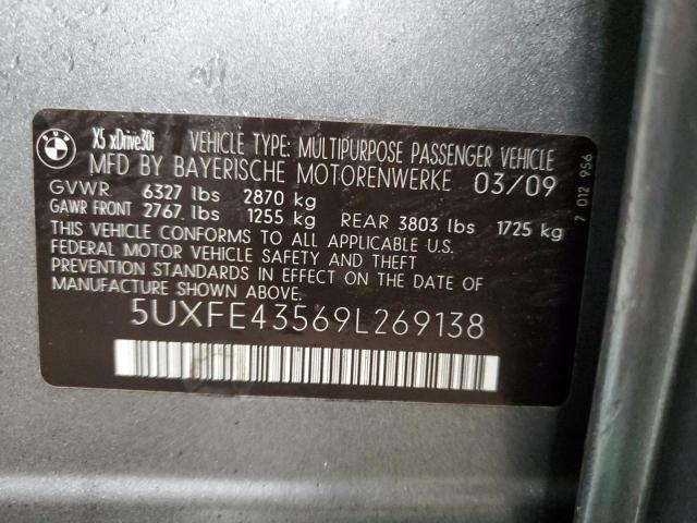 5UXFE43569L269138 - 2009 BMW X5 XDRIVE30I GRAY photo 13