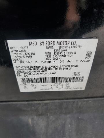 1FM5K8D84HGC79188 - 2017 FORD EXPLORER XLT BLACK photo 14