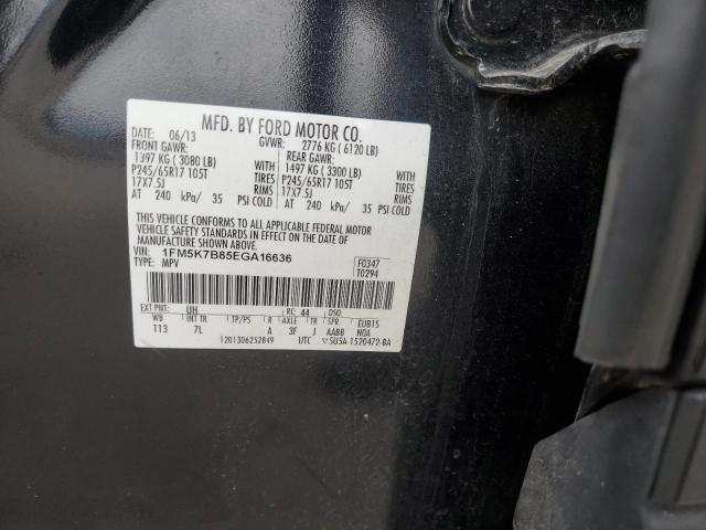 1FM5K7B85EGA16636 - 2014 FORD EXPLORER BLACK photo 14