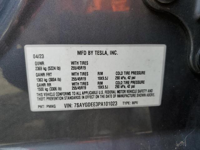 7SAYGDEE3PA101023 - 2023 TESLA MODEL Y Boz foto 12