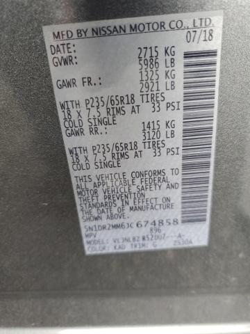 5N1DR2MM6JC674858 - 2018 NISSAN PATHFINDER S Gris foto 13